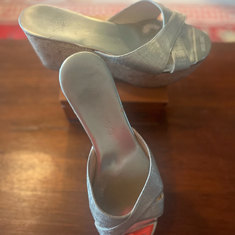 Jimmy Choo Metallic Wedge Sandals